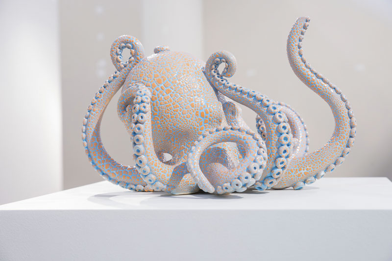 ceramic squid white and blue