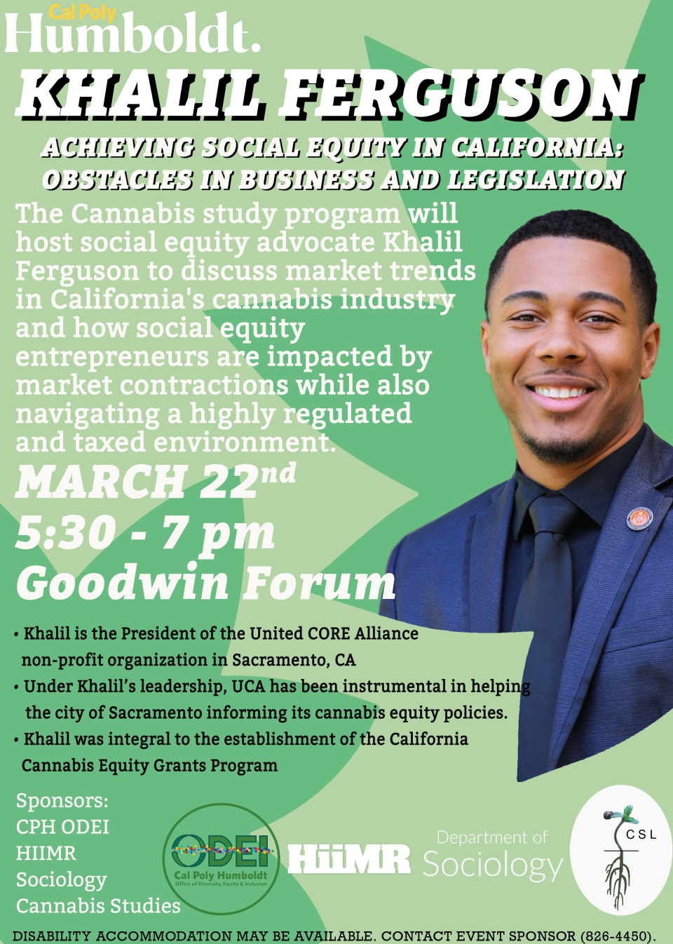 Khalil Ferguson Achieving Social Equity March 22 5:30 p.m. Goodwin Forum