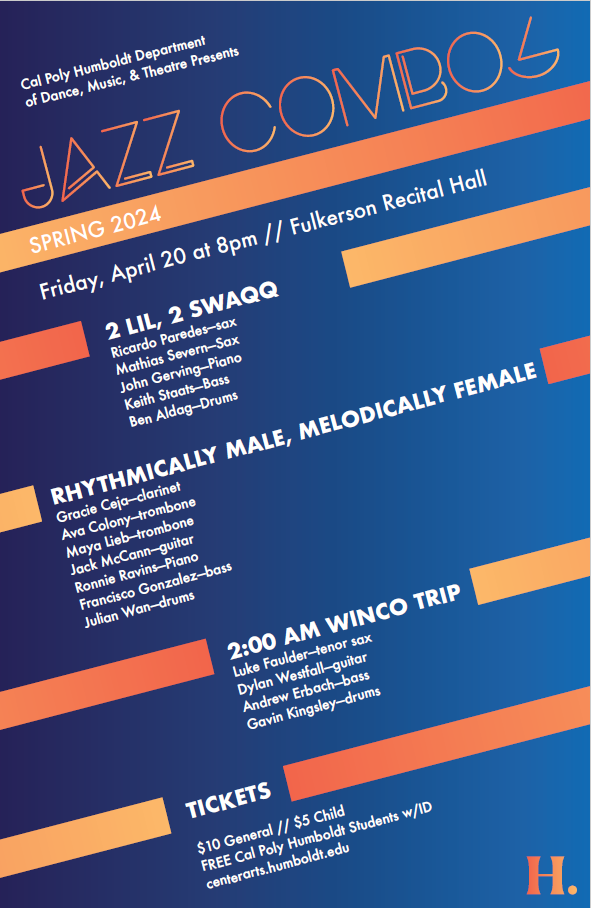 Spring 24 Jazz Combos Friday April 20 at 8 p.m. Fulkerson Recital Hall