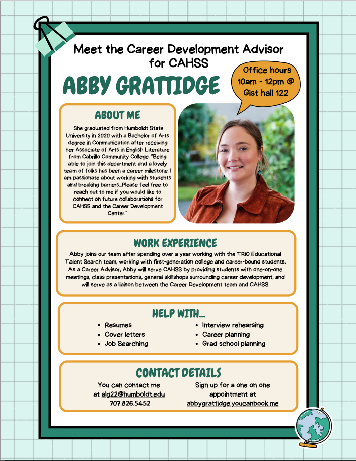 Abby Grattidge CAHSS Career Development Advisor Office Hours Monday 10 - 12 Gist Hall 122
