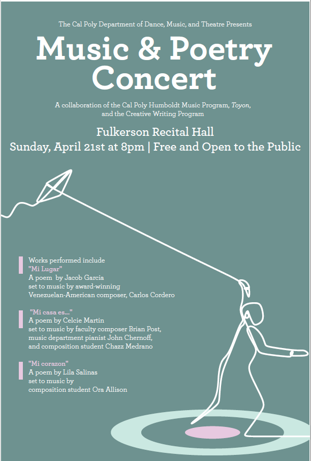Music and Poetry Concert Sunday April 21 8 p.m.